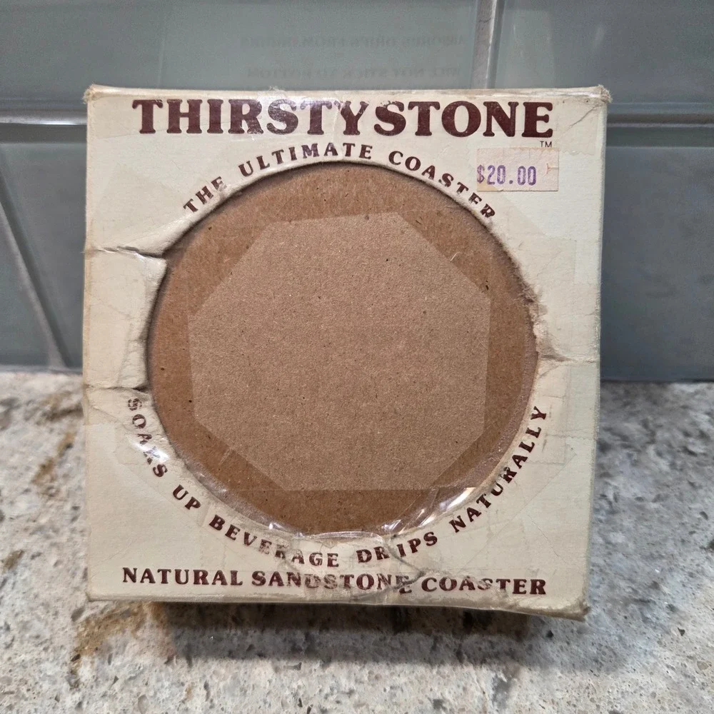 Vintage Thirstystone Natural Sandstone Coasters 4 Steer Skull Western Decor USA